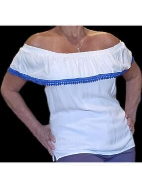 Gibson Hi Sugarplum Crochet Trim Off The Shoulder Top Large EUC